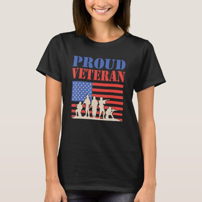 T-shirt American Flag 4th Of July Proud Veteran Veteran's  (Devant)