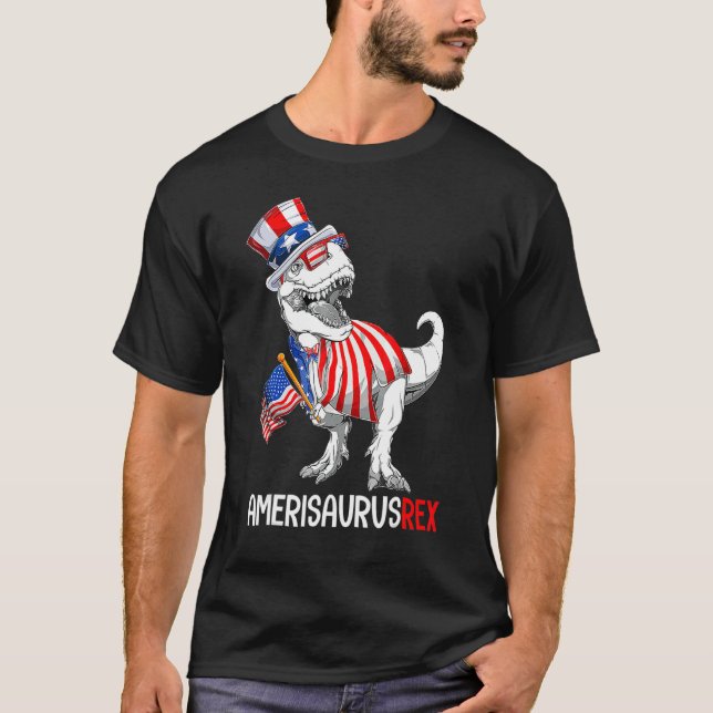 T-shirt American Flag 4th Of July Rex Dinosaur Amerisaurus (Devant)