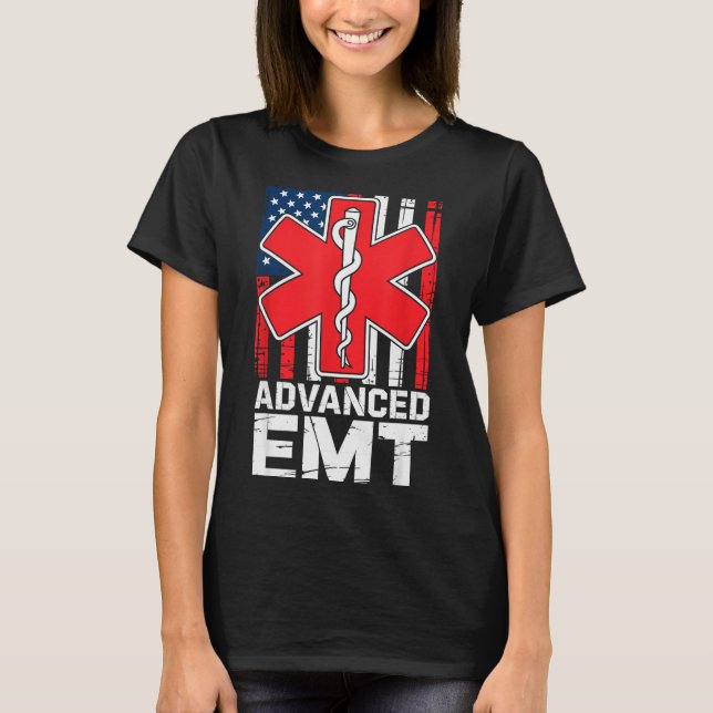 T-shirt American Flag Advanced Emt Aemt Medical Technician (Devant)