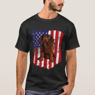 T-shirt American Flag American Water Spaniel 4th Of July U