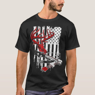 T-shirt American Flag Archery Bow Hunting - Deer Skull Cro
