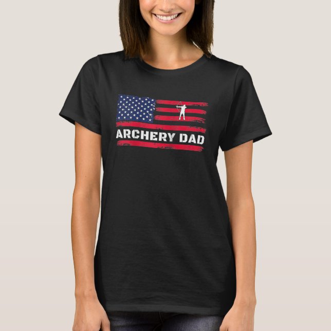 T-shirt American Flag Archery Dad Father's Day Raglan Base (Devant)