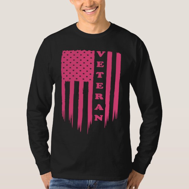 T-shirt American Flag Armed Forces Veteran Patriot Grunge  (Devant)
