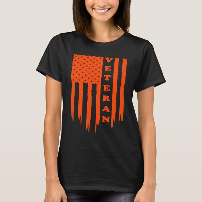 T-shirt American Flag Armed Forces Veteran Patriot Grunge  (Devant)