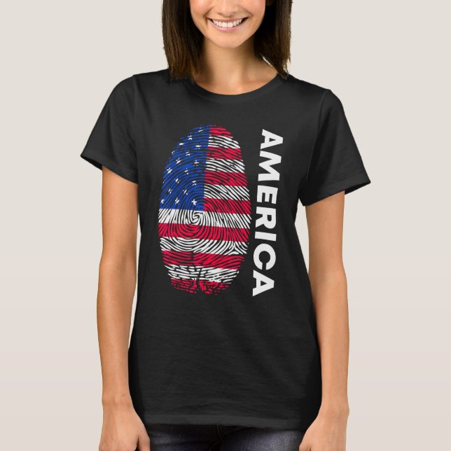 T-shirt American flag as fingerprint motif (Devant)