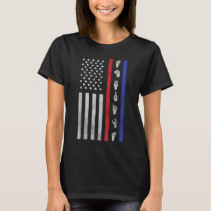 T-shirt American Flag ASL American Sign Language America U