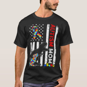 T-shirt American Flag Autism Mom Dinosaur Awareness Autist