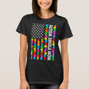 T-shirt American Flag Autism Single Mom Sensibilisation su