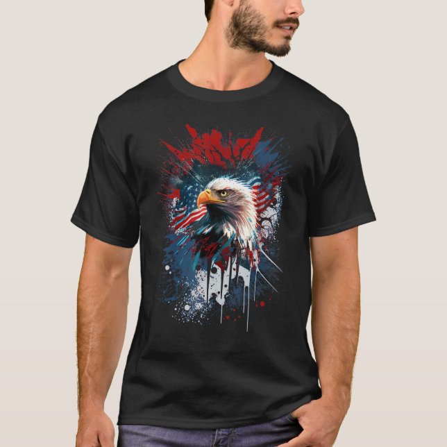 T-shirt American Flag Bald Eagle Patriotic 4th of July Fou (Devant)