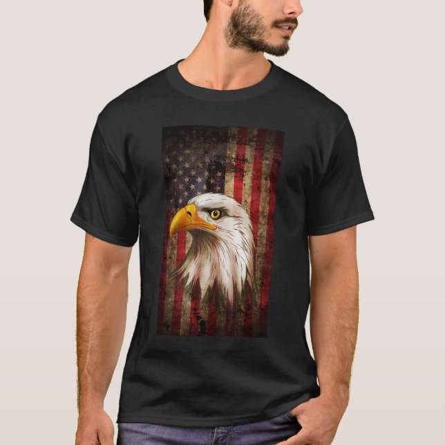 T-shirt American Flag Bald Eagle Patriotique 4 juillet USA (Devant)