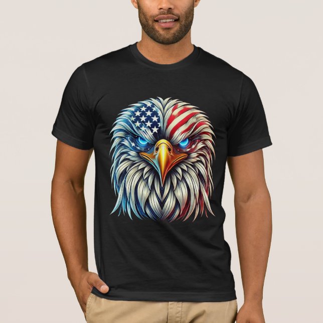 T-shirt American Flag Bald Eagle Patriotique USA (Devant)