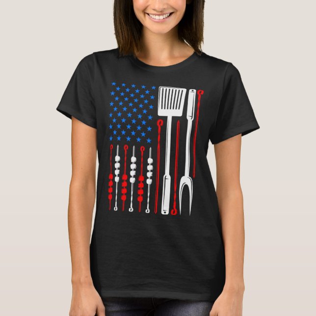 T-shirt American Flag Barbecue Son Dad Husband Fathers Day (Devant)