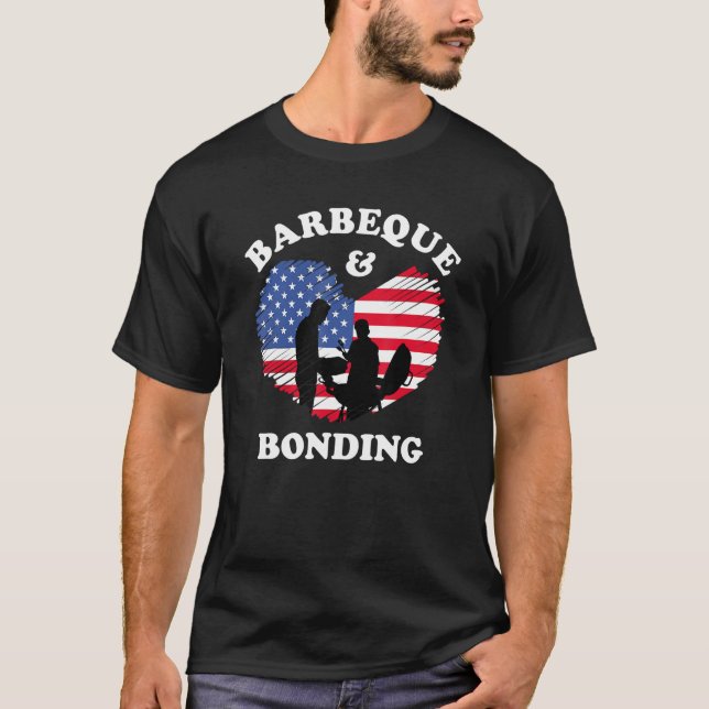 T-shirt American Flag Barbeque and Bonding 4th of July fat (Devant)