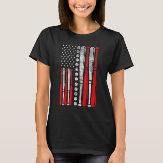 T-shirt American Flag Baseball Red White Blue 4th Of July