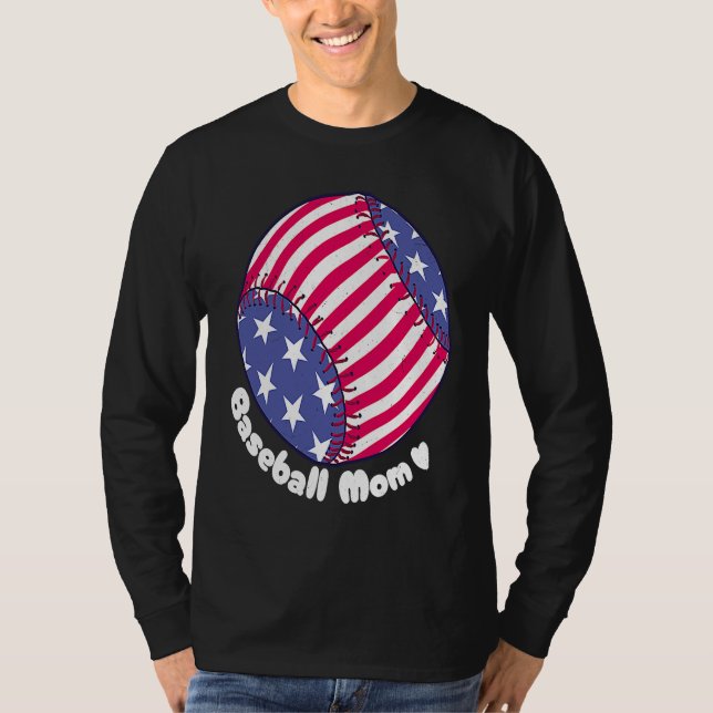 T-shirt American Flag Baseball Softball Mom Mother Mama Co (Devant)