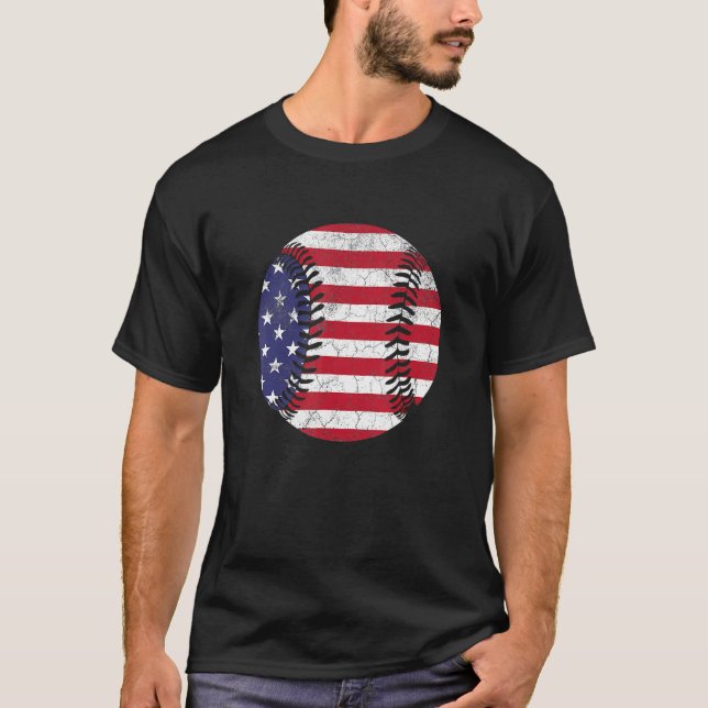 T-shirt American Flag Baseball T Shirt July 4th USA Men Wo (Devant)