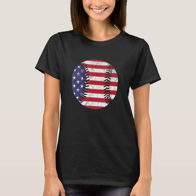 T-shirt American Flag Baseball T Shirt July 4th USA Men Wo (Devant)