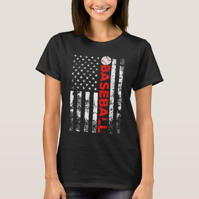 T-shirt American Flag Baseball Team Cadeau (Devant)