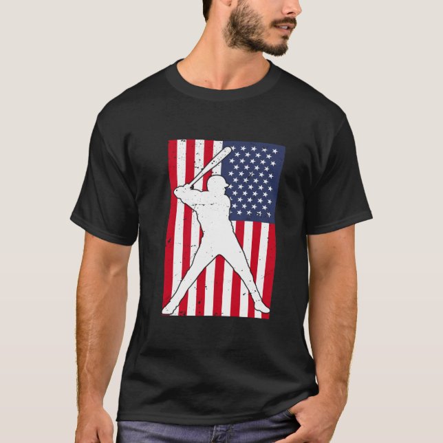 T-shirt American Flag Baseball Team Cadeau (Devant)