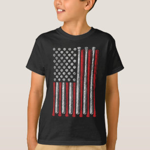 T-shirt American Flag Baseball Team Vintage Funny Boy