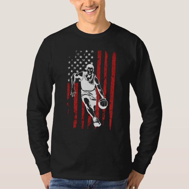 T-shirt American Flag Basketball Team  for Men Boys (Devant)
