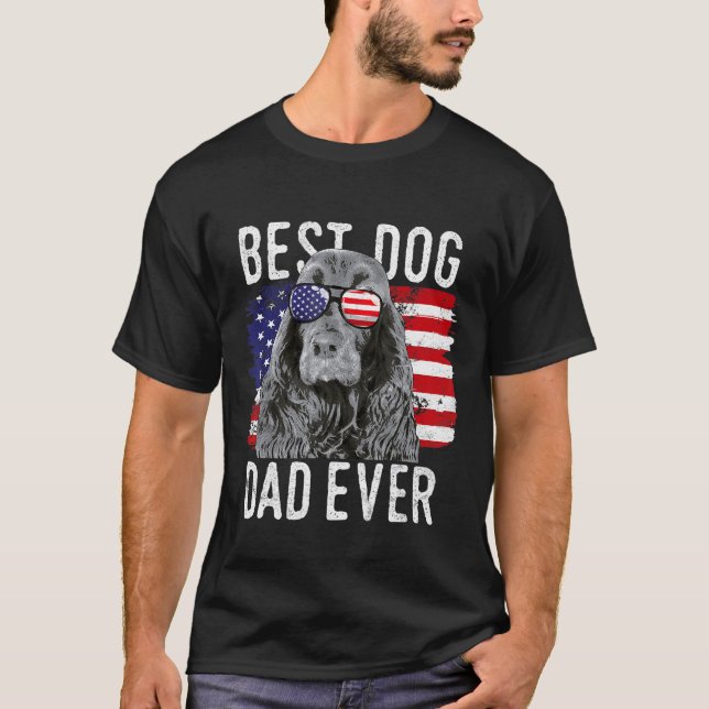 T-shirt American Flag Best Dog Dad Ever Field Spaniels Usa (Devant)
