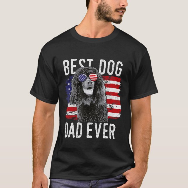 T-shirt American Flag Best Dog Dad Ever Irish Water Spanie (Devant)