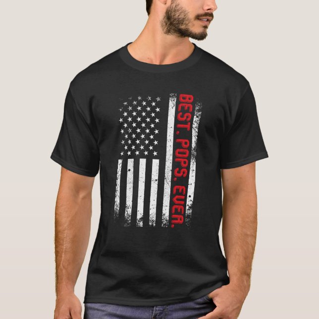 T-shirt American Flag Best Pops Ever Vintage (Devant)