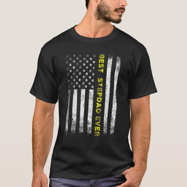 T-shirt American Flag Best Stepdad Ever Fathers Day Step D (Devant)