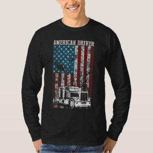 T-shirt American Flag Big Rig Semi-Trailer Truck Driver gi