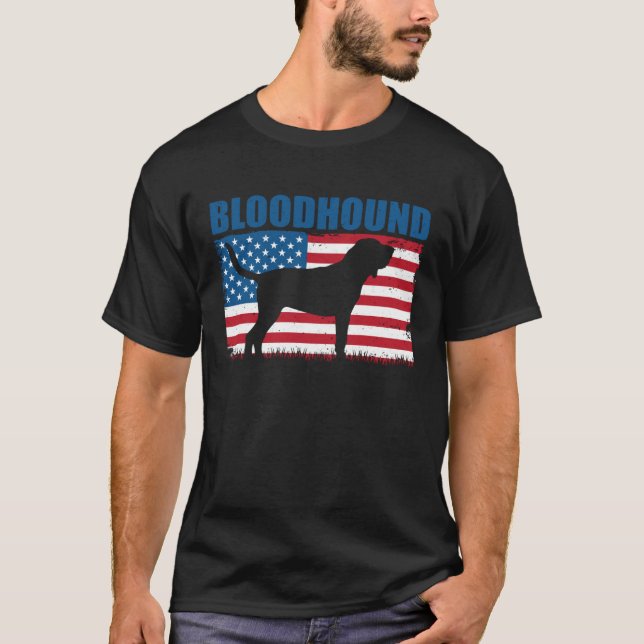 T-shirt American Flag Bloodhound (Devant)