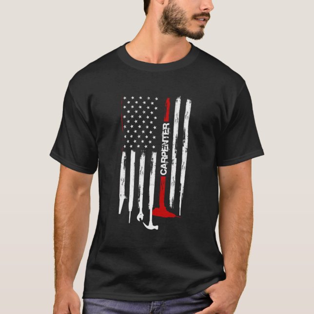 T-shirt American Flag Bois de charpentier (Devant)