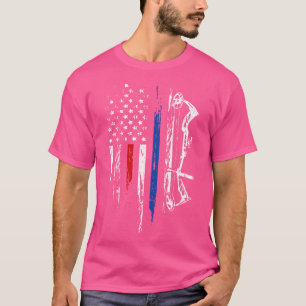 T-shirt American Flag Bowhuning Bow Archery Usa Deer Hunt
