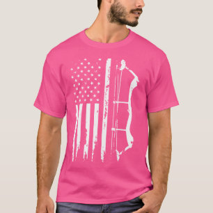T-shirt American Flag Bowhunting Bow Archery Pour Chasse A