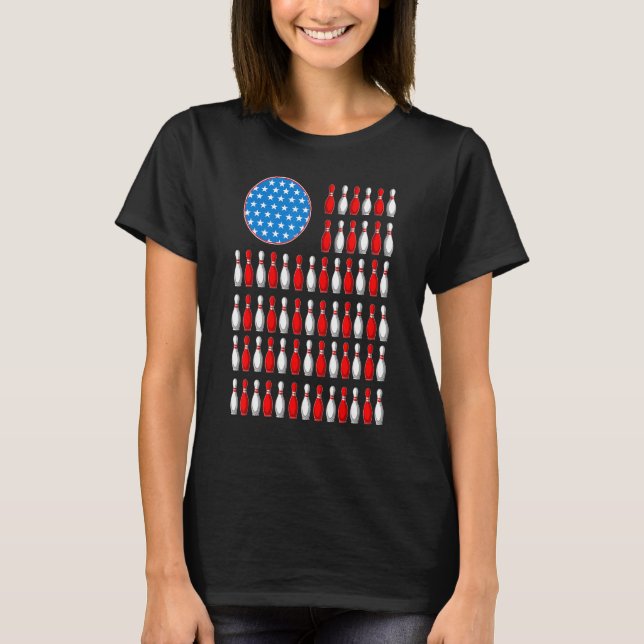 T-shirt American Flag Bowling Funny Bowler (Devant)