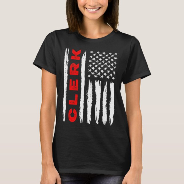 T-shirt American Flag Clerk US USA Flag (Devant)