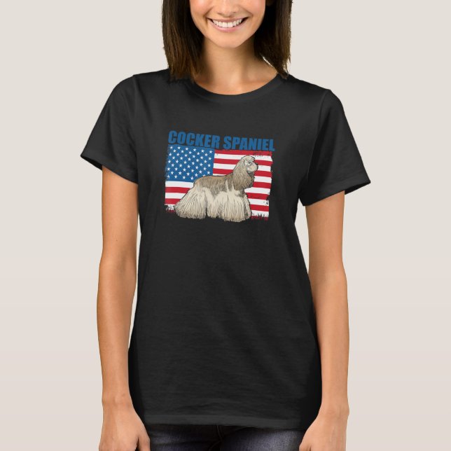 T-shirt American Flag Cocker Spaniel (Devant)