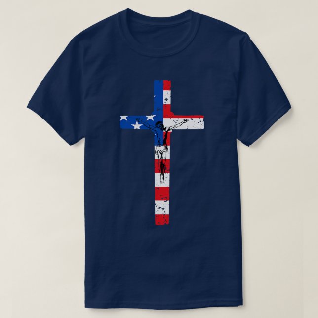 T-shirt American Flag Cross (Design devant)