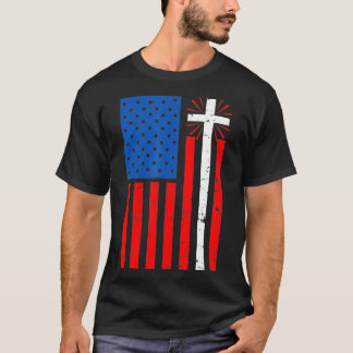 T-shirt American Flag Cross Christian Christianity Jesus