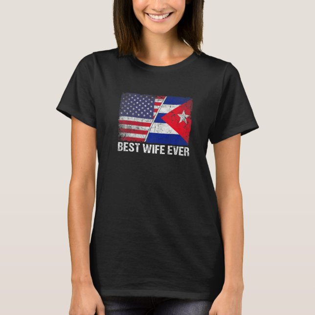 T-shirt American Flag & Cuba Drapeau Meilleure famille de  (Devant)