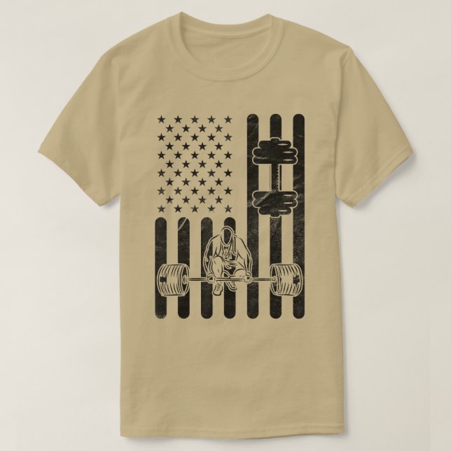 T-shirt American Flag Deadlift Workout Fitness Exercice (Design devant)