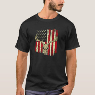 T-shirt American Flag Deer Hunter Buck Antlers Hunters Gi