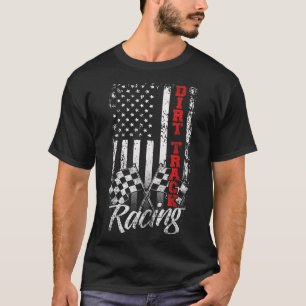 T-shirt American Flag Dirt Track Racing Voiture Vélo Pilot
