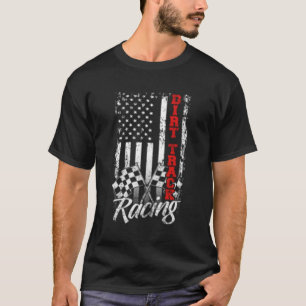 T-shirt American Flag Dirt Track Racing Voiture Vélo Pilot