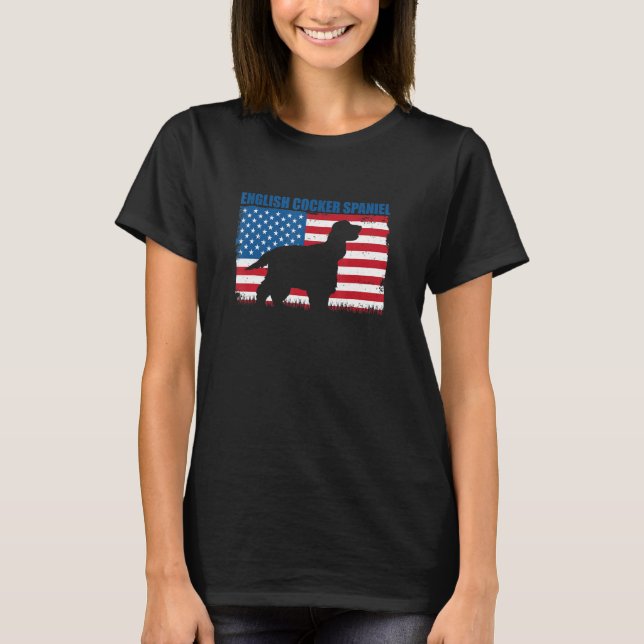 T-shirt American Flag English Cocker Spaniel (Devant)