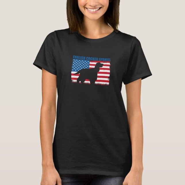T-shirt American Flag English Cocker Spaniel Premium (Devant)
