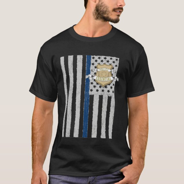 T-shirt American Flag Essential Police Law Enforcement Pat (Devant)