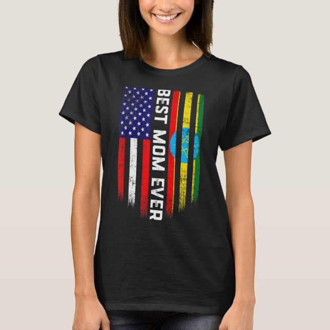 T-shirt American Flag & Ethiopia Drapeau Meilleure famille (Devant)