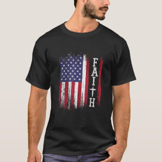T-shirt American Flag Faith Independence États-Unis Cou