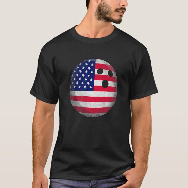 T-shirt American Flag Family Bowling Patriotic 4 Juil (Devant)